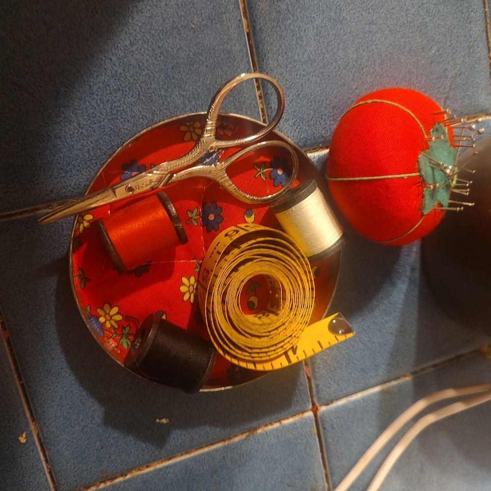 Red Floral Sewing Kit